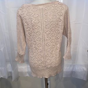 Me to we cream crochet three quarter‎ sleeve sweater
